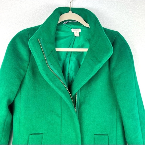 J.Crew City Coat Green Wool Blend Womens Sz 00 - Picture 3 of 11